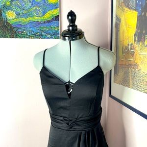 Express V-Wire Satin Hi-Lo Maxi Dress